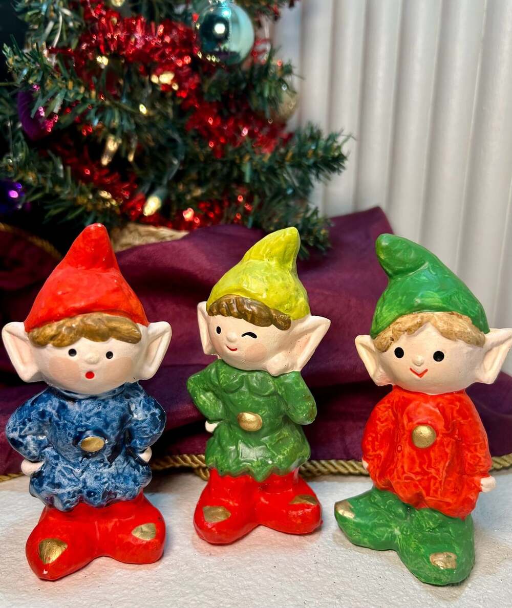Homco Vintage Christmas Elves Pixie Figurines Set Of 3 C-5321 Japan